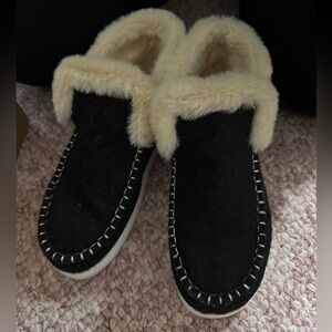 Fuzzy slip on sneakers 9.5